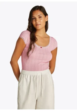 Damen T-Shirt mit Pointelle-Muster