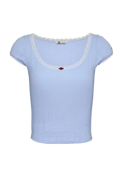Damen T-Shirt mit Pointelle-Muster