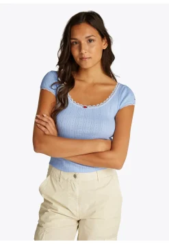 Damen T-Shirt mit Pointelle-Muster