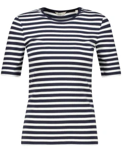 Damen T-Shirt SLIM STRIPED RIBBED Slim Fit