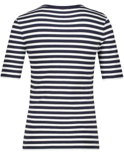 Damen T-Shirt SLIM STRIPED RIBBED Slim Fit