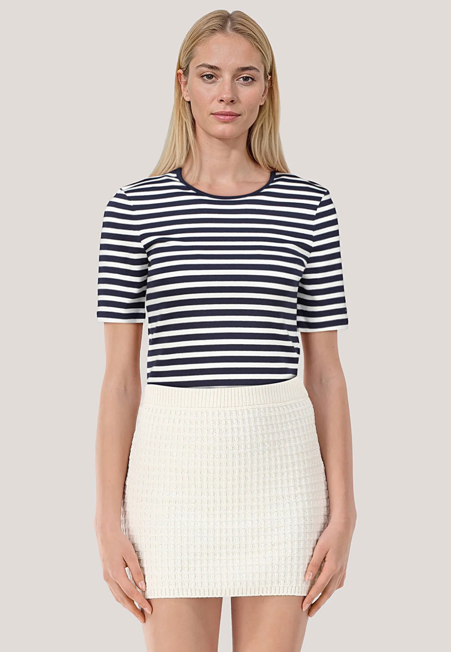 Damen T-Shirt SLIM STRIPED RIBBED Slim Fit