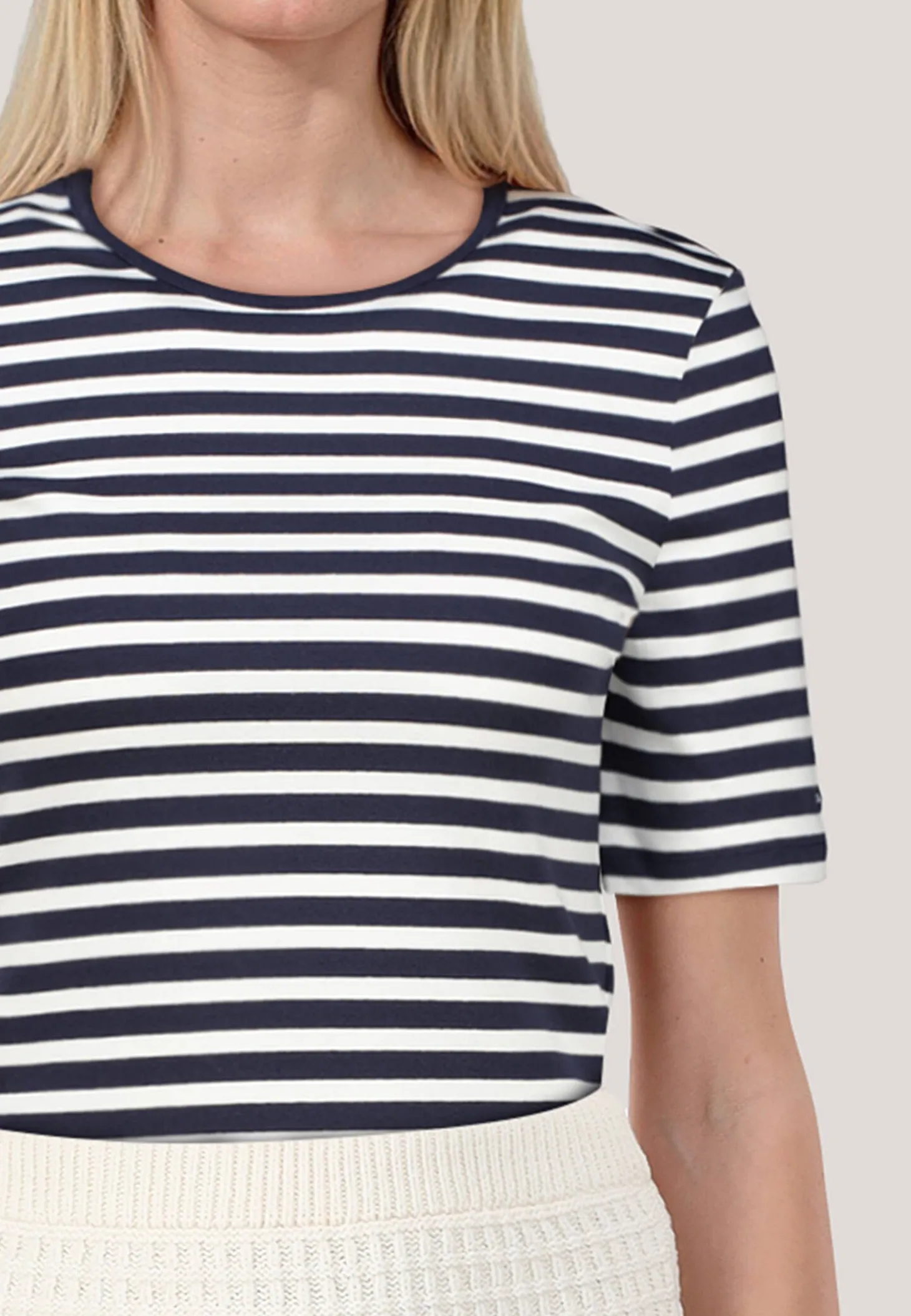 Damen T-Shirt SLIM STRIPED RIBBED Slim Fit