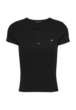 Damen T-Shirt TJW SLIM BUTTON RIB C-NECK Slim Fit