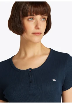 Damen T-Shirt TJW SLIM BUTTON RIB C-NECK Slim Fit