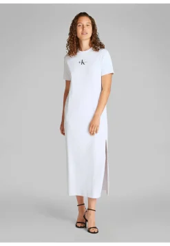 Damen T-Shirt-Maxikleid aus geripptem Baumwollmix