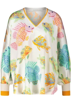 Damen Tunikabluse mit Seide Oversized Fit