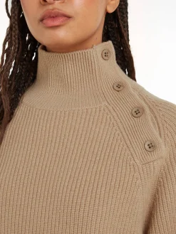 Damen Wollpullover RECYCLED WOOL BUTTON MOCK NECK
