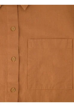 Hemdblusenkleid aus Baumwolle und Leinen Relaxed Fit