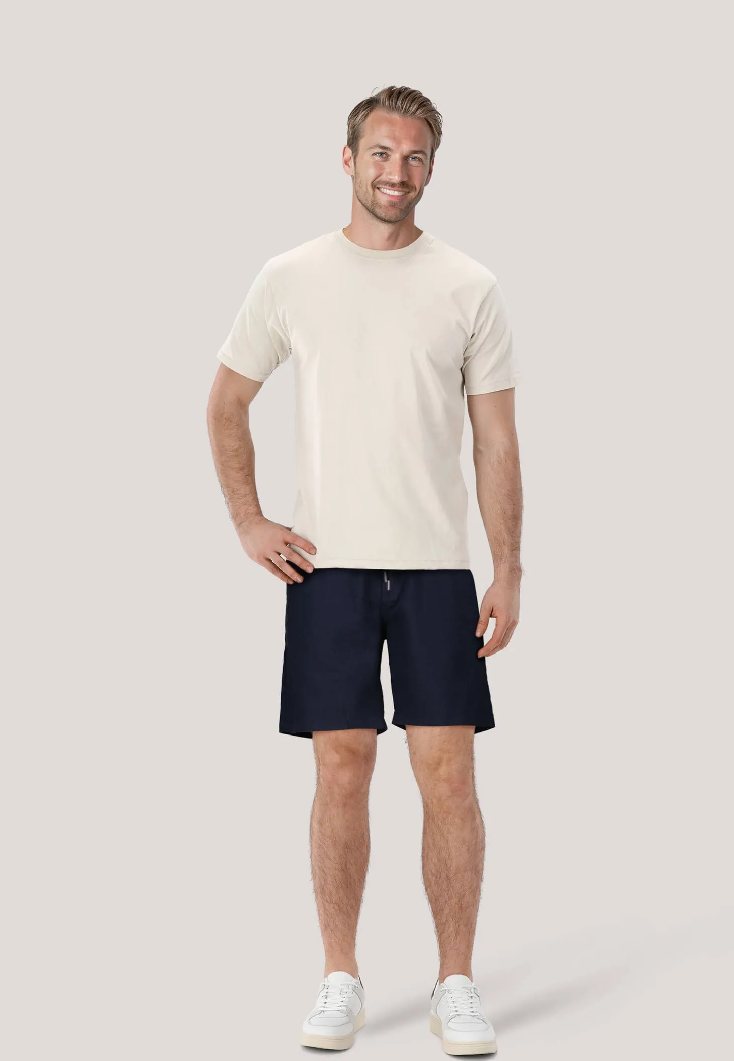 Herren Chinoshorts mit Leinen Tapered Fit