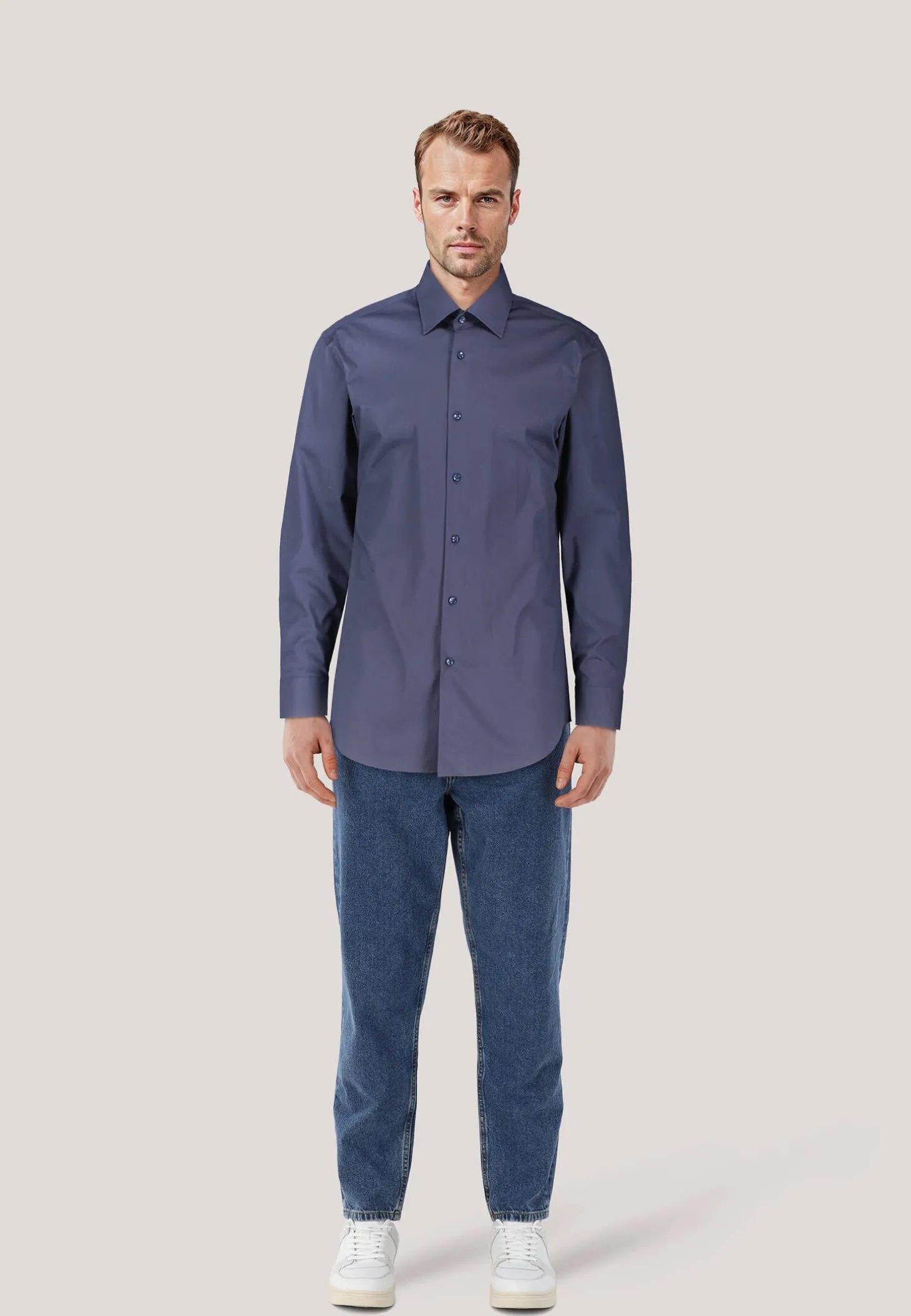 Herren Hemd H-HANK-KENT-C1-214 Slim Fit Langarm