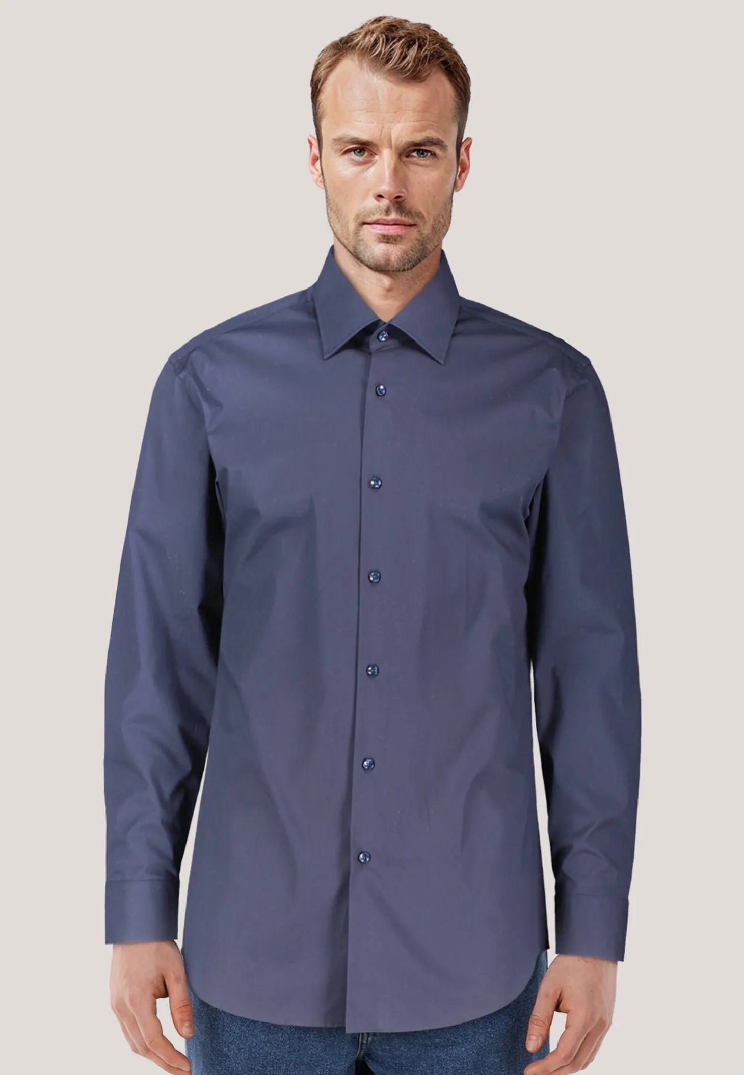 Herren Hemd H-HANK-KENT-C1-214 Slim Fit Langarm