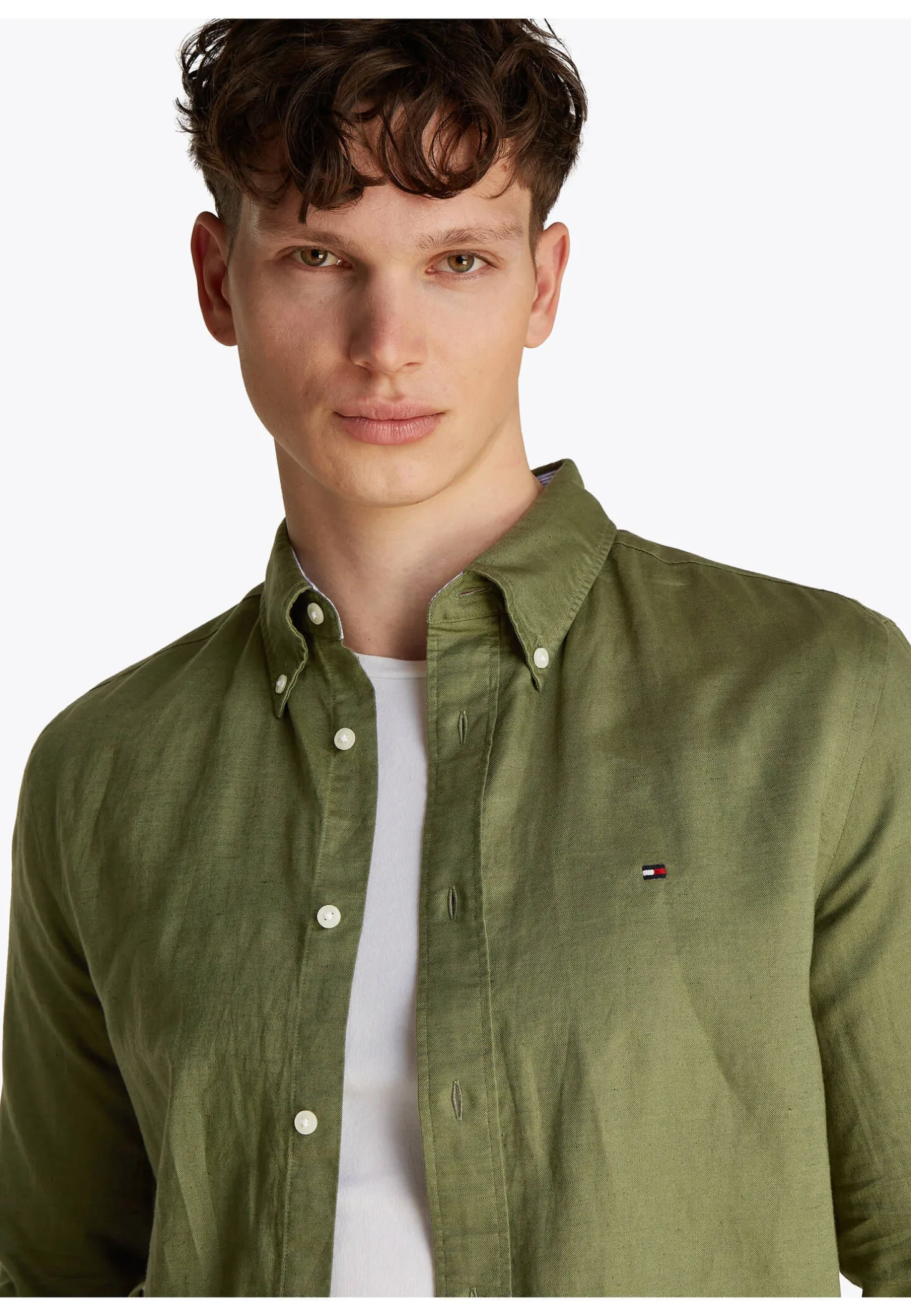 Herren Hemd mit Leinen LINEN BLEND SOLID RF SHIRT