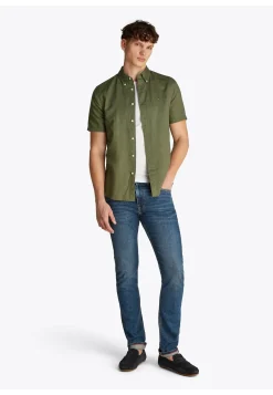 Herren Hemd mit Leinen LINEN BLEND SOLID SS RF SHIRT