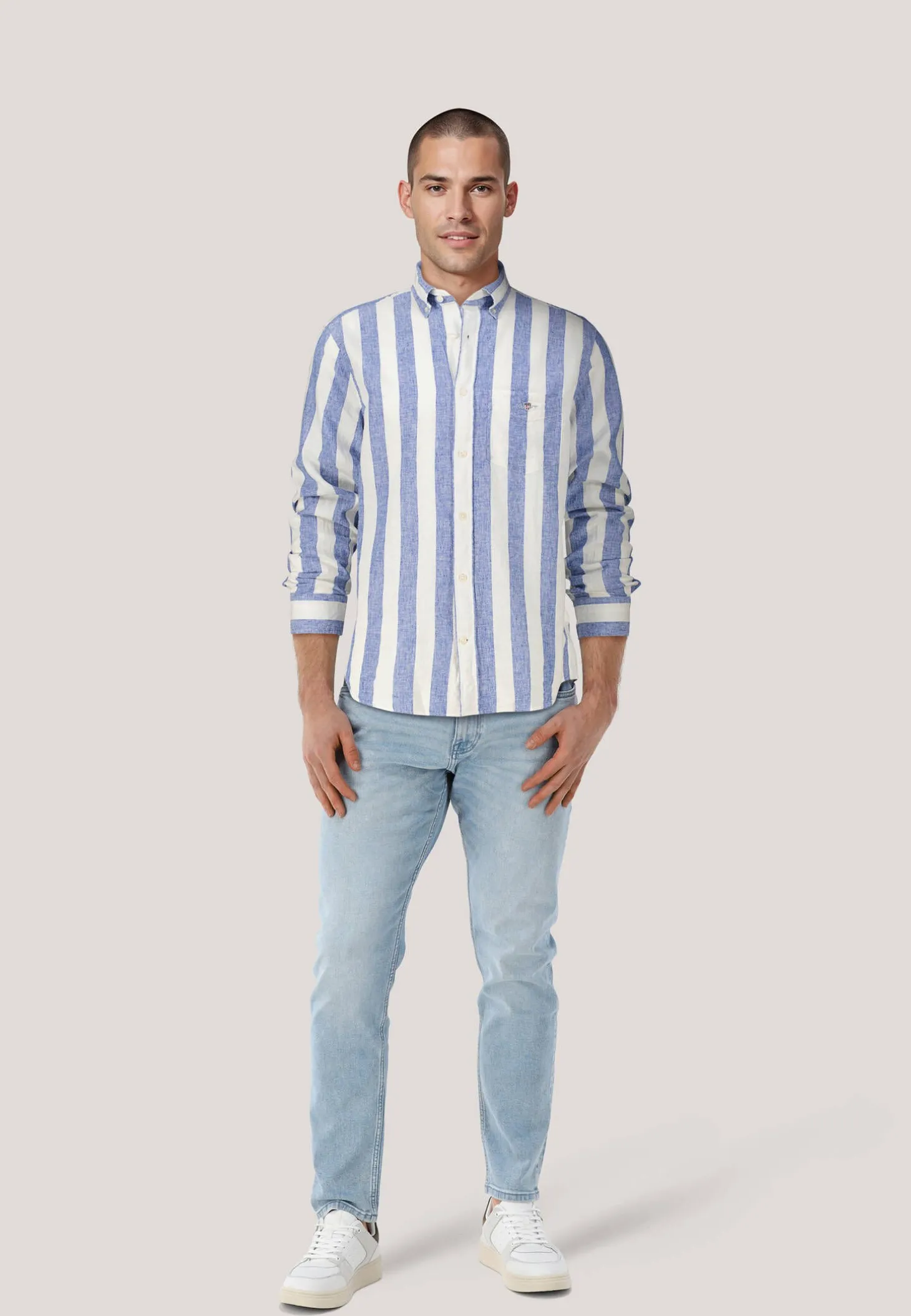 Herren Hemd mit Leinen Regular Fit