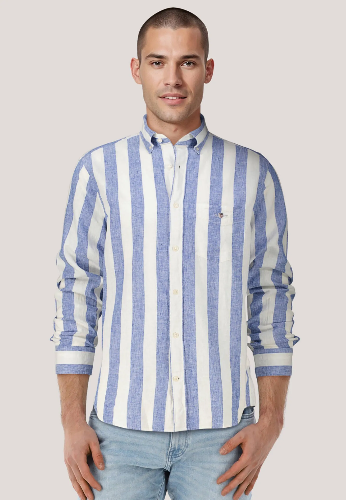 Herren Hemd mit Leinen Regular Fit