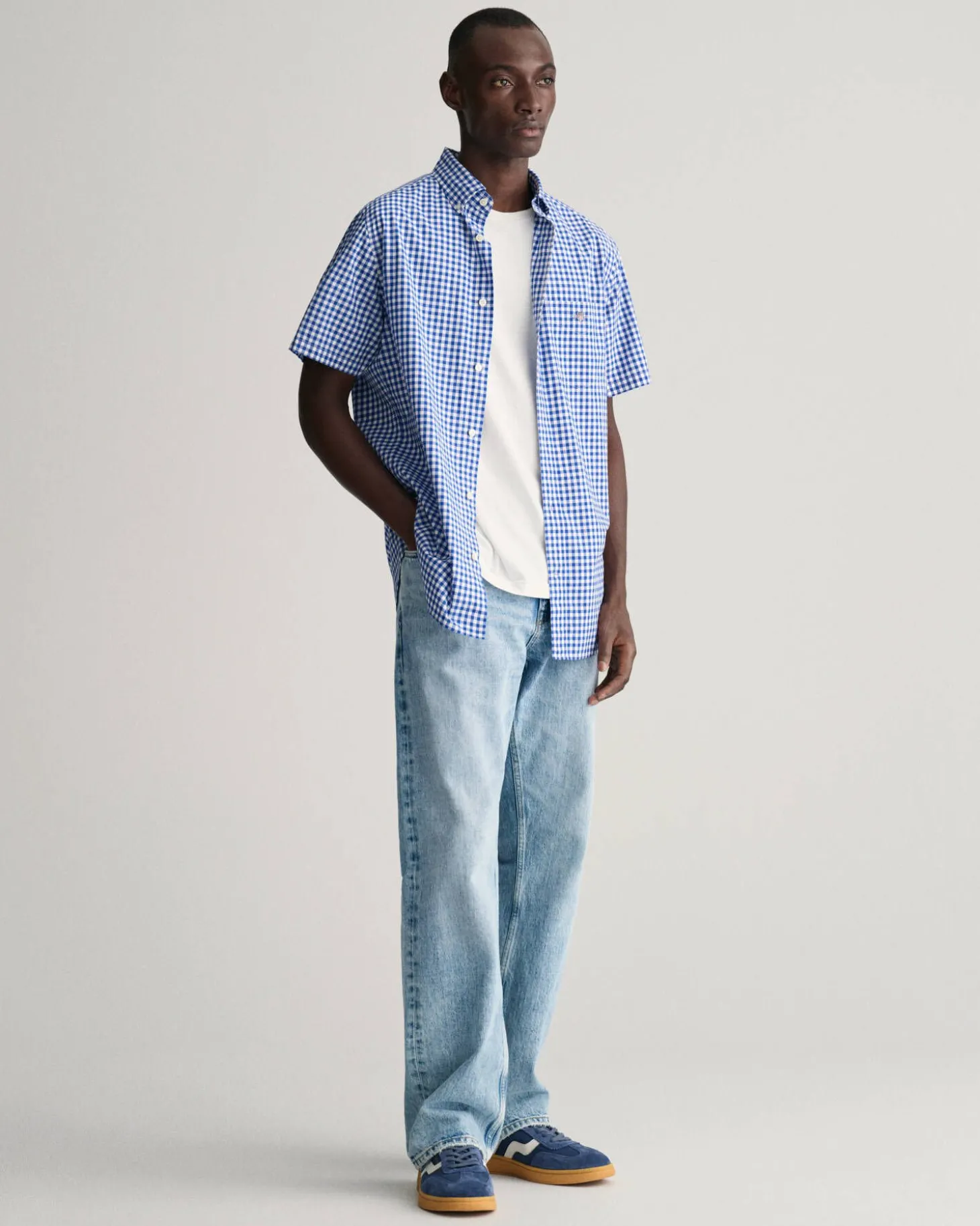 Herren Kurzarmhemd VICHY-KARO aus Popeline Regular Fit