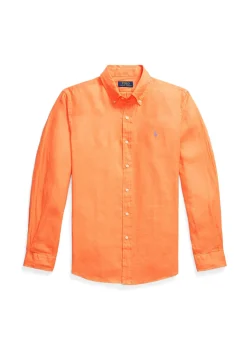 Herren Leinenhemd mit Button-down-Kragen