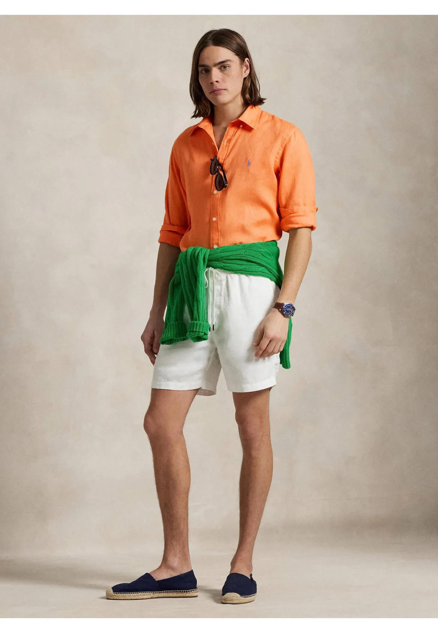 Herren Leinenhemd mit Button-down-Kragen