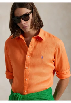 Herren Leinenhemd mit Button-down-Kragen