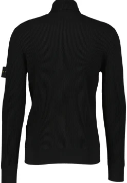 Herren Rollkragenpullover aus Schurwolle im Rippenstrick