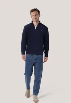 Herren Troyer aus Baumwolle und Merinowolle COTTON MERINO RIBBED HALF ZIP