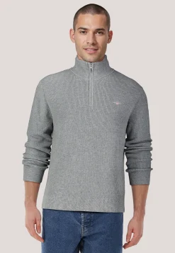 Herren Troyer aus Baumwolle und Merinowolle COTTON MERINO RIBBED HALF ZIP