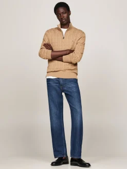 Herren Troyer aus Bio-Baumwolle CLASSIC COTTON CABLE ZIP MOCK