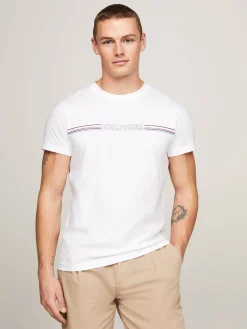 Herren T-Shirt STRIPE CHEST Slim Fit Kurzarm