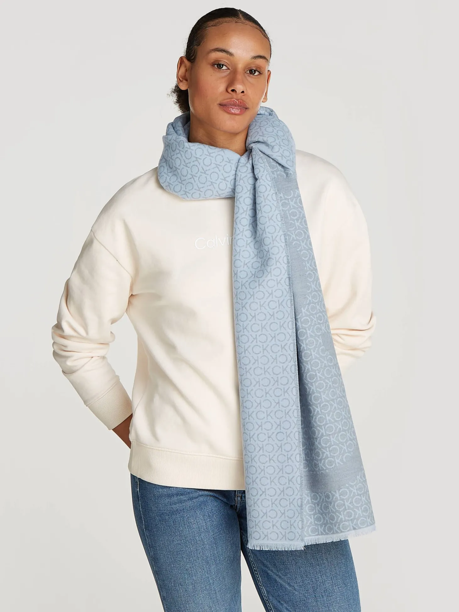 Schal aus Wollgemisch mit All-Over-Print